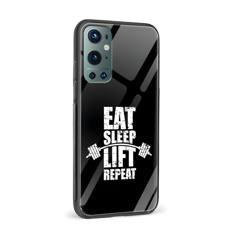 Eat Sleep Lift Repeat Printed Glass Back Phone Case