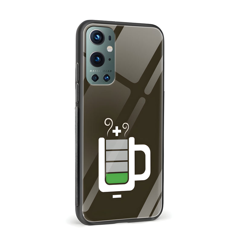 Coffee Battery Meter Printed Glass Back Phone Case