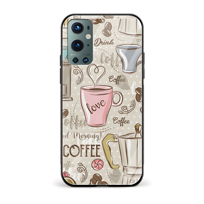 Coffee Love Printed Glass Back Phone Case