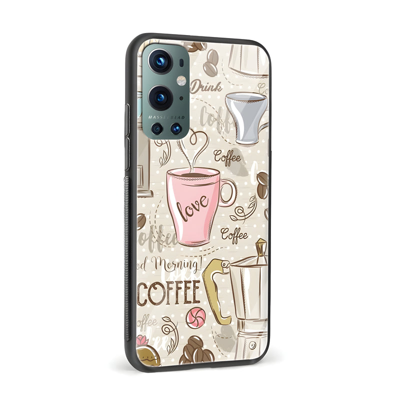 Coffee Love Printed Glass Back Phone Case