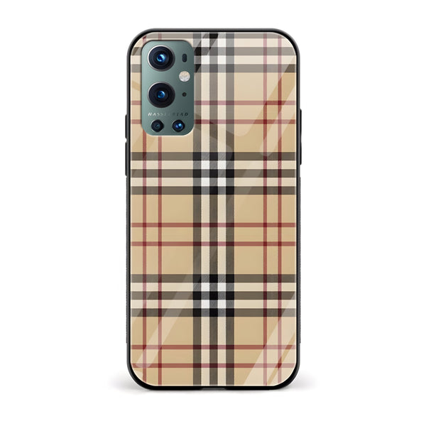 Checks Printed Glass Back Phone Case