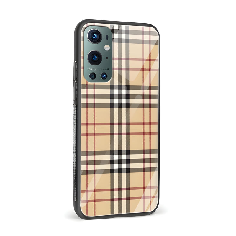 Checks Printed Glass Back Phone Case