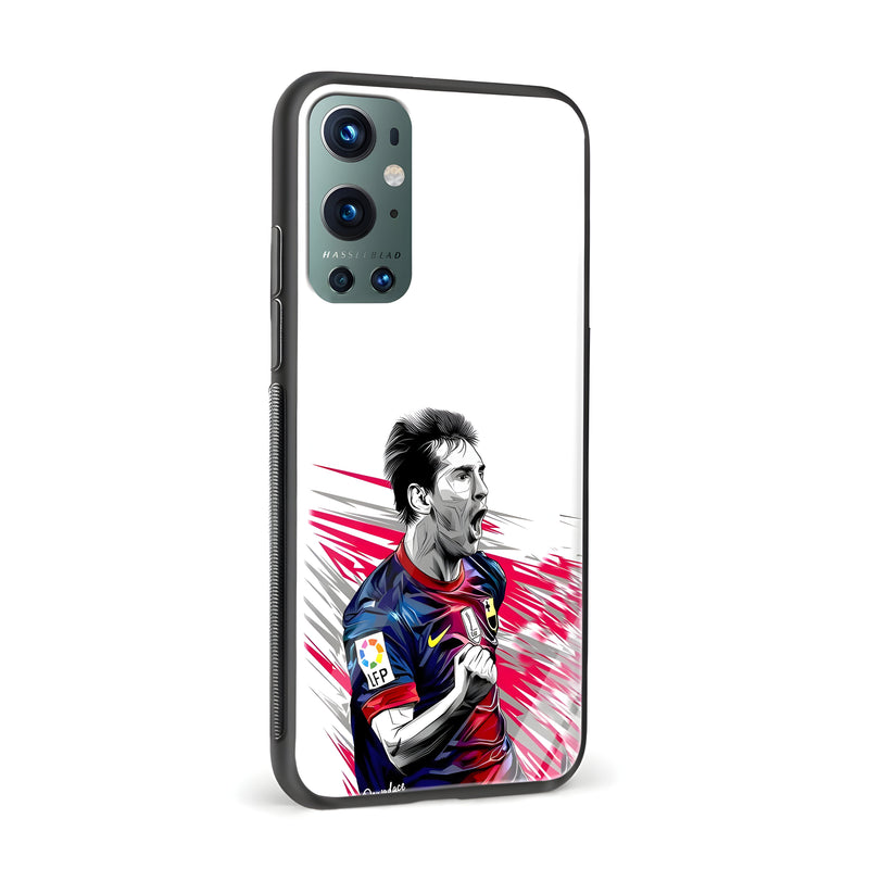 Football – Messi Printed Glass Back Phone Case