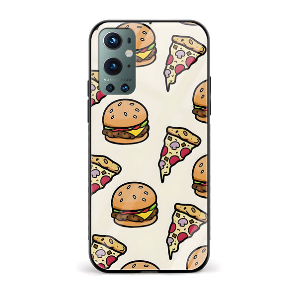 Burger Pizza Pattern Printed Glass Back Phone Case