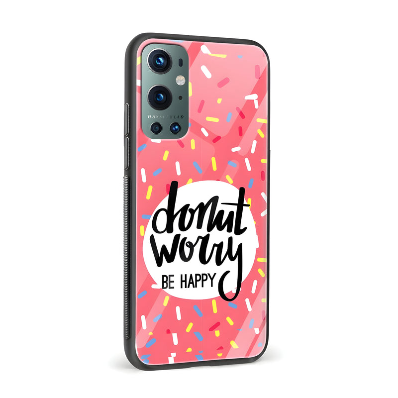 Donut Worry Be Happy Printed Glass Back Phone Case