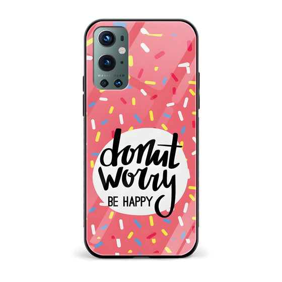 Donut Worry Be Happy Printed Glass Back Phone Case