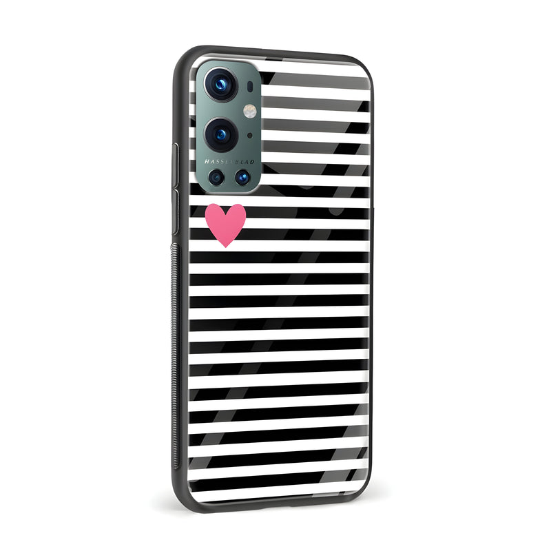 Black and White Grid Pattern Glass Back Phone Case