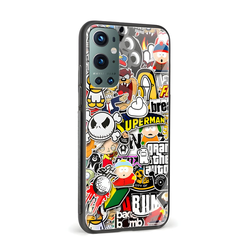 Cartoon Mix Glass Back Phone Case