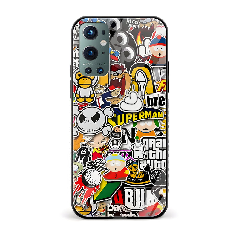 Cartoon Mix Glass Back Phone Case