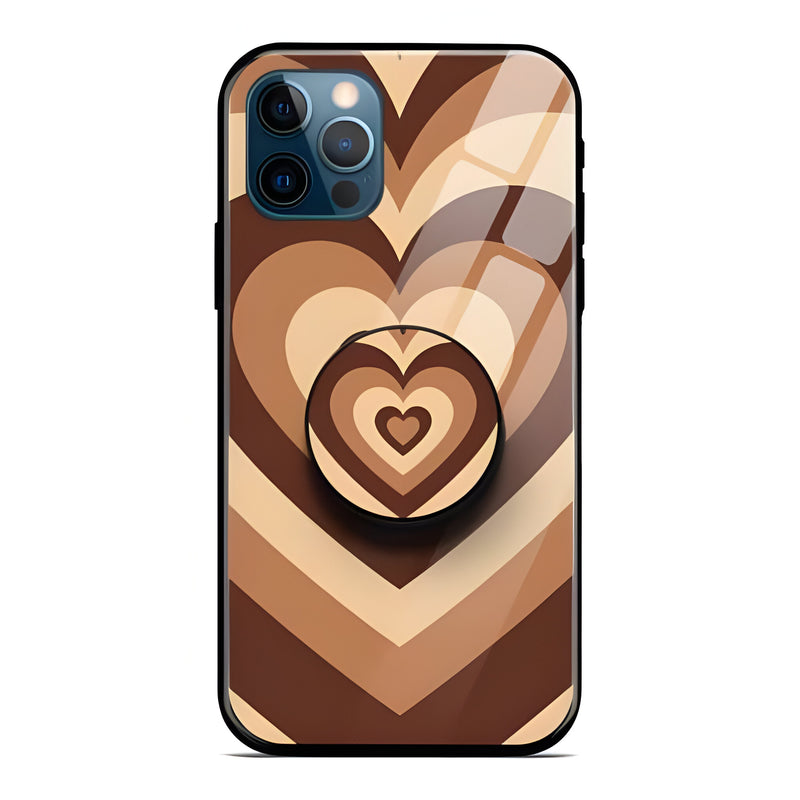 Brown Heart Y2K Glass Case With Pop