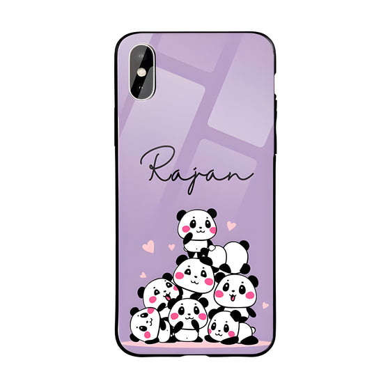 Glass Case With Lavender Pandas