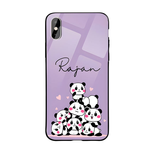 Glass Case With Lavender Pandas