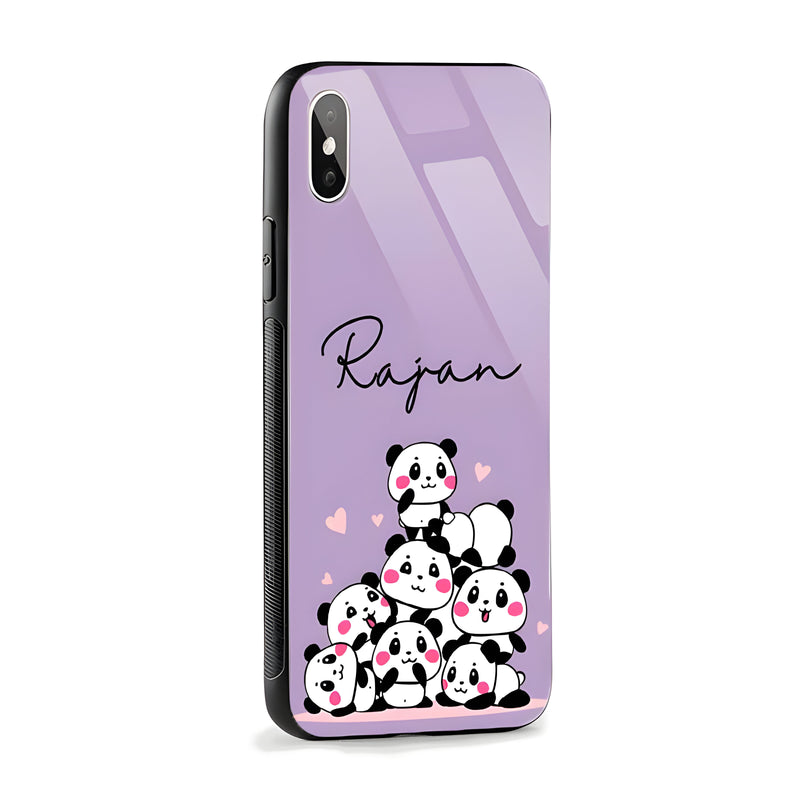 Glass Case With Lavender Pandas