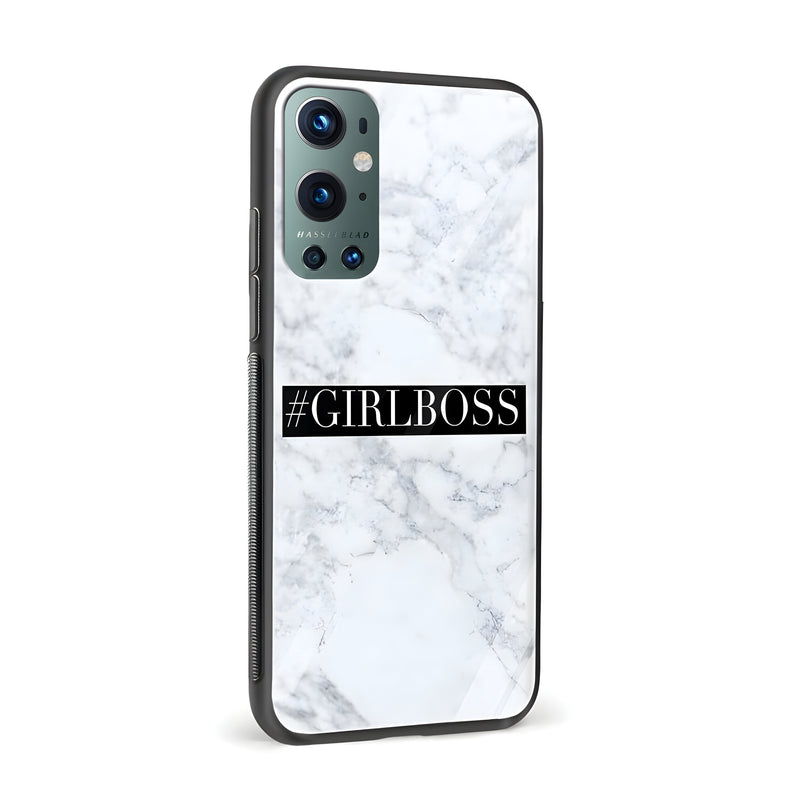 Girl Boss Marble Glass Back Phone Case