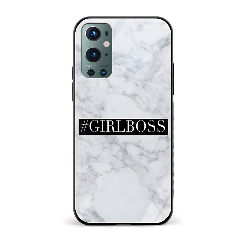 Girl Boss Marble Glass Back Phone Case