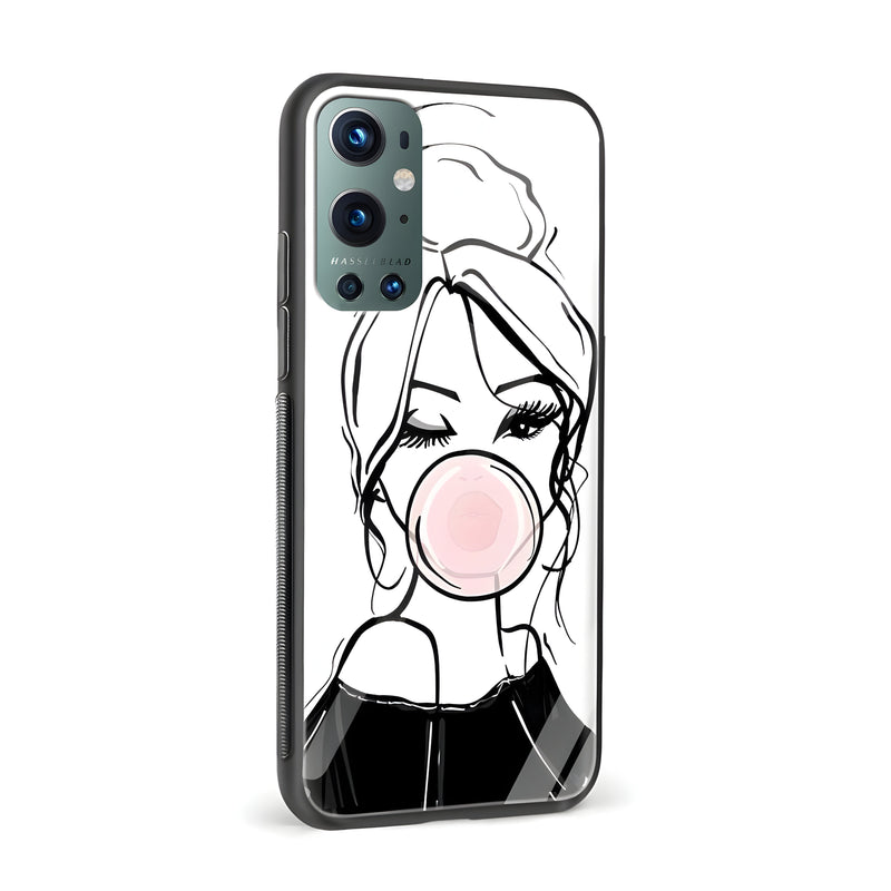 Bubble Gum Girl Glass Back Phone Case