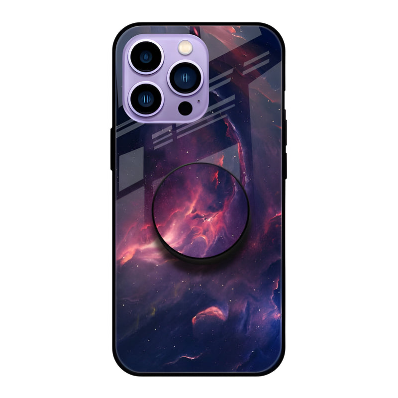 Pink Galaxy Glass Case With Pop