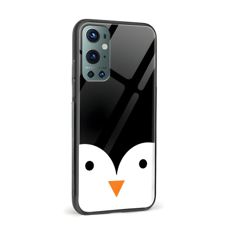 Cute Penguin Face Glass Back Phone Case