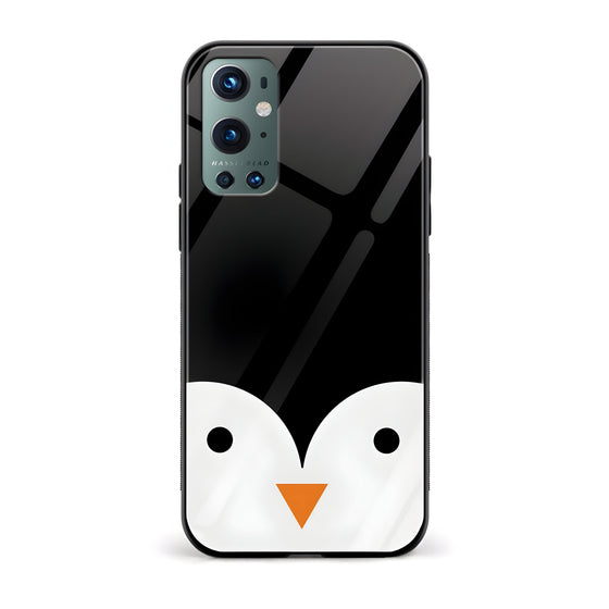 Cute Penguin Face Glass Back Phone Case