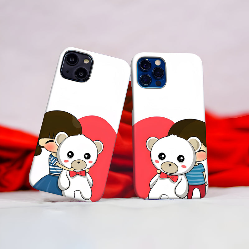 Cute couple with teddy Couple Case