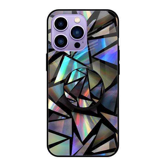 Holographic Triangles Glass Case With Pop