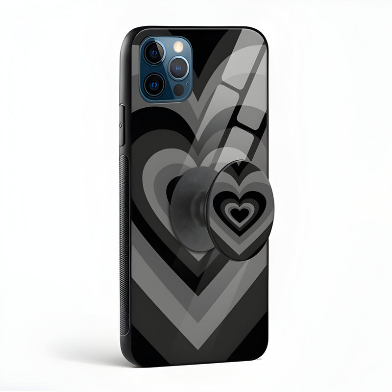 Black Heart Y2K Glass Case With Pop