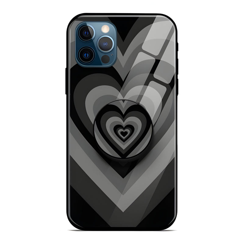 Black Heart Y2K Glass Case With Pop