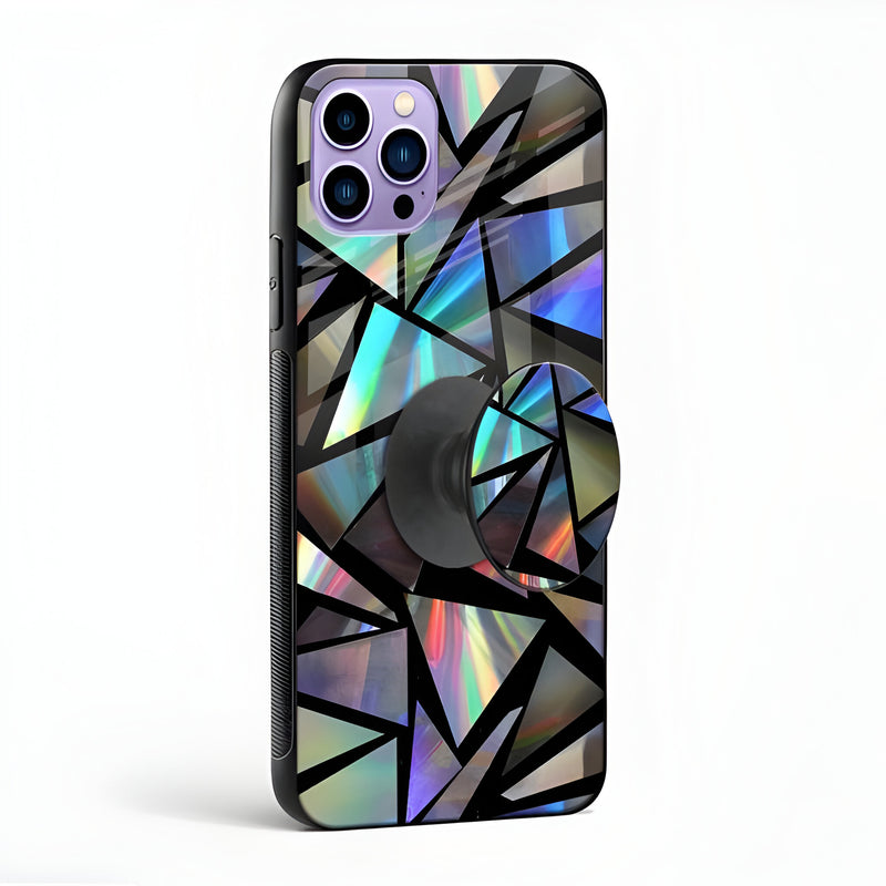 Holographic Triangles Glass Case With Pop