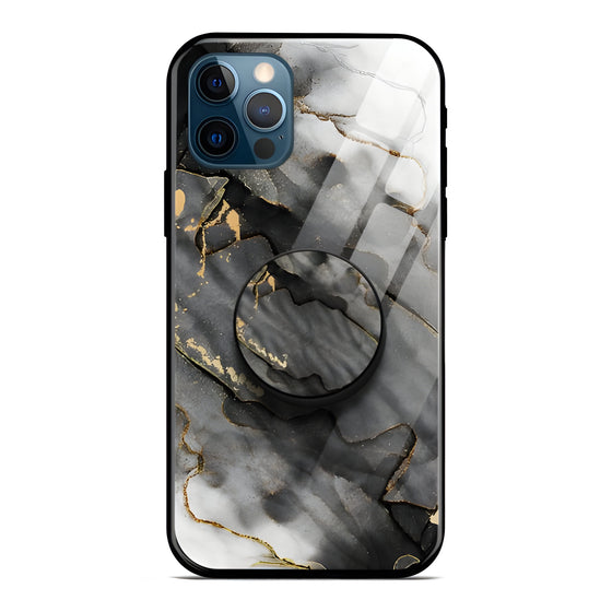 Black Marble Pattern Glass Case With Pop