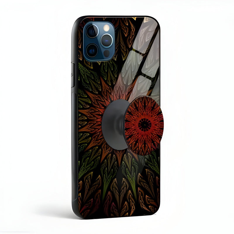 Fractal Mandala Pattern Glass Case With Pop