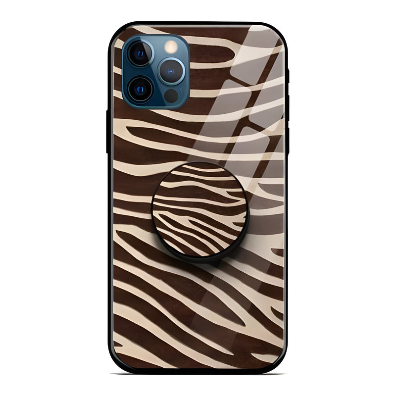 Brown Zebra Glass Case With Pop