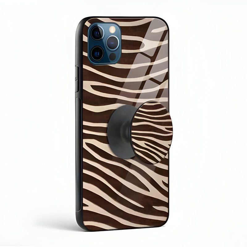 Brown Zebra Glass Case With Pop