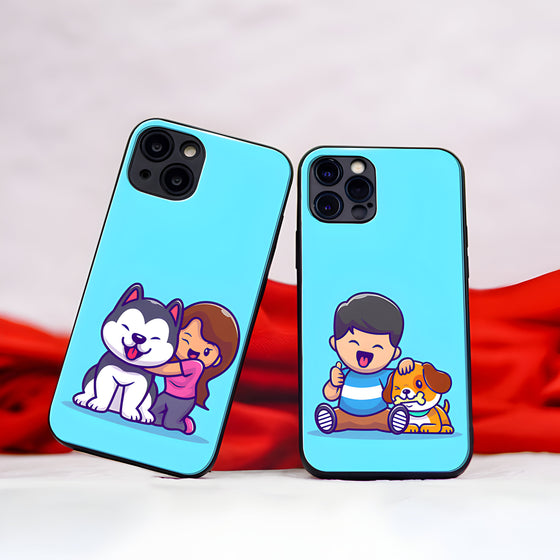 Beagle Boy Husky Girl Couple Glass Case