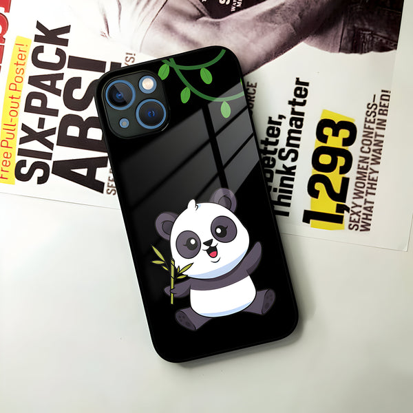 Black Panda Glass Phone Case