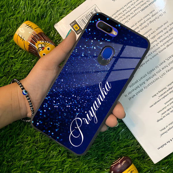 Blue Glitter Customize Glass Case Cover