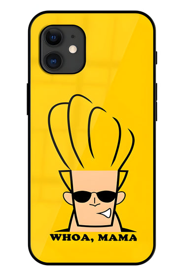 Johnny Bravo Printed Glass Back Phone Case