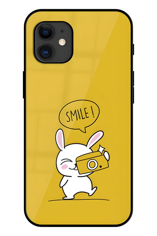 Hey Smile Please Printed Glass Back Phone Case