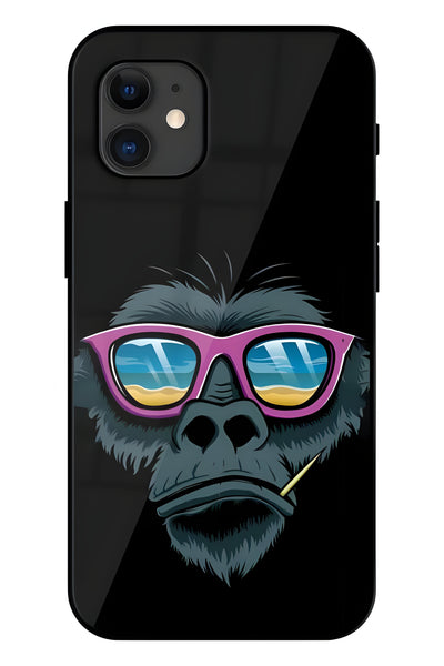 Cool Monkey Printed Glass Back Phone Case