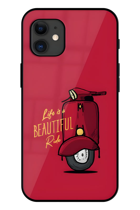 Life Is Beautiful Rides Printed Glass Back Phone Case