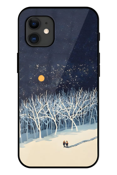 Full Moon Snowshoe Tour Printed Glass Back Phone Case