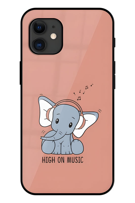 High On Music Printed Glass Back Phone Case