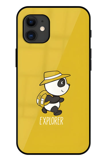 Panda Explorer Printed Glass Back Phone Case