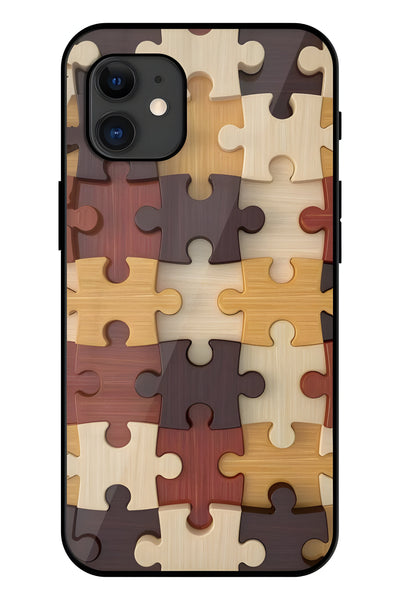 Puzzle Pieces Printed Glass Back Phone Case