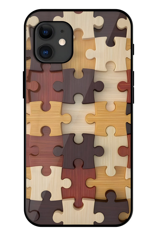 Puzzle Pieces Printed Glass Back Phone Case