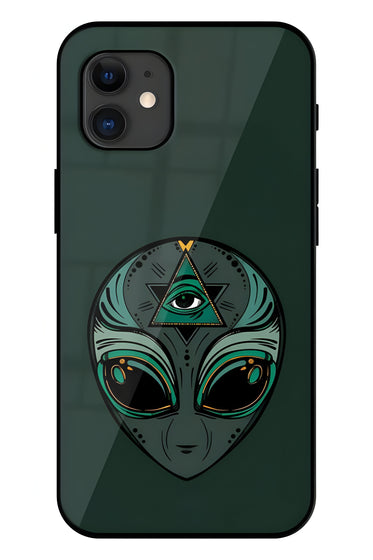 Alien Art Printed Glass Back Phone Case