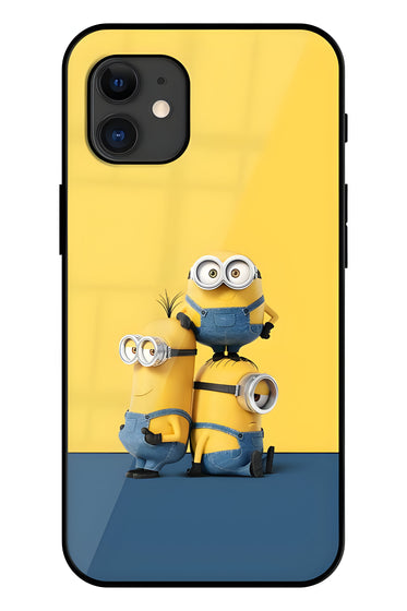 Minions 3 Art Printed Glass Back Phone Case