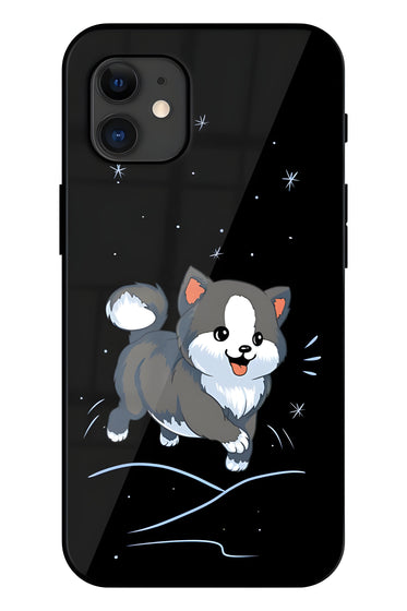 Cute Puppy Art Printed Glass Back Phone Case