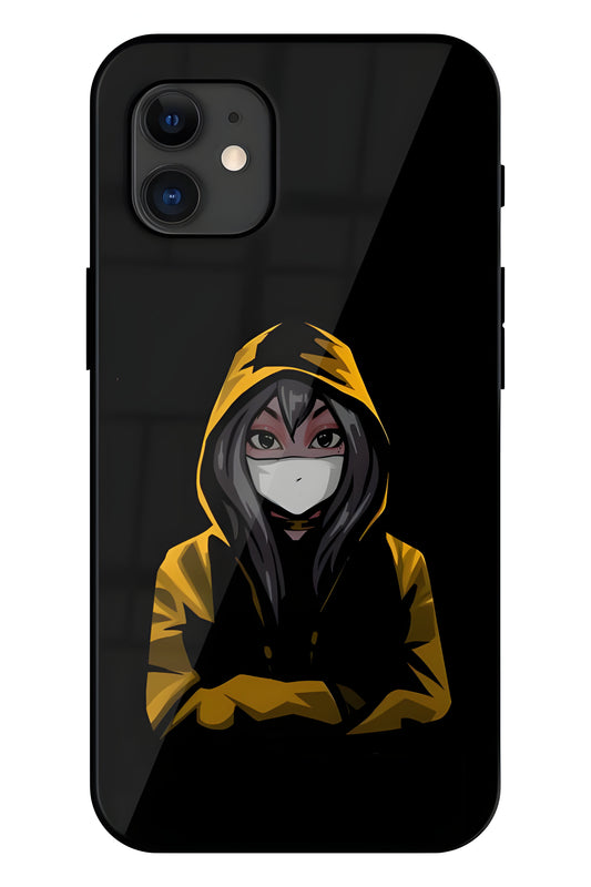 Dark Anime Girl Printed Glass Back Phone Case