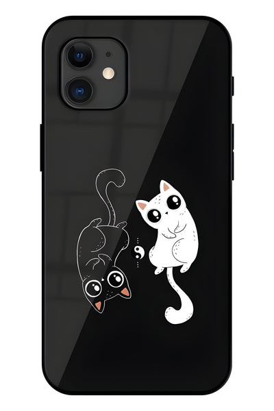 Peach And Gomma Cat Printed Glass Back Phone Case