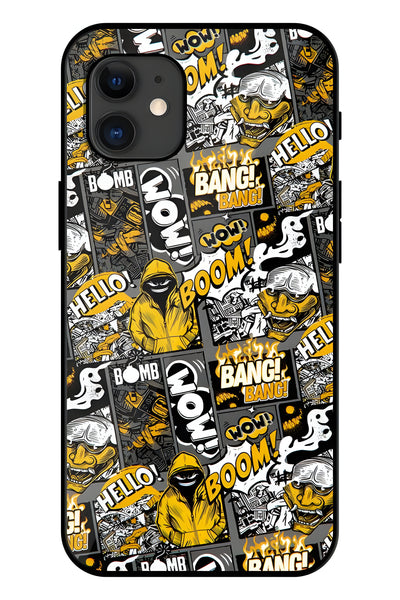 Boom Bang Graffity Printed Glass Back Phone Case